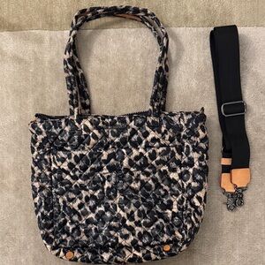 MZ Wallace Quilted Tote - Black and Tan Leopard Print